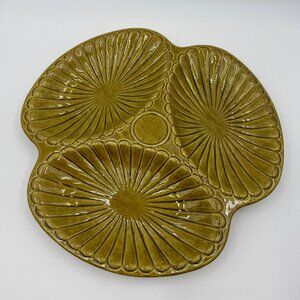 Vintage Mid-Century Modern California Pottery Divided Serving Dish E404 Olive Gr